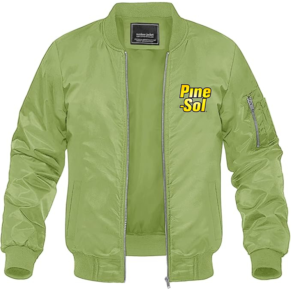 Men's Pine Sol Logo Lightweight Bomber Jacket Windbreaker Softshell Varsity Jacket Coat