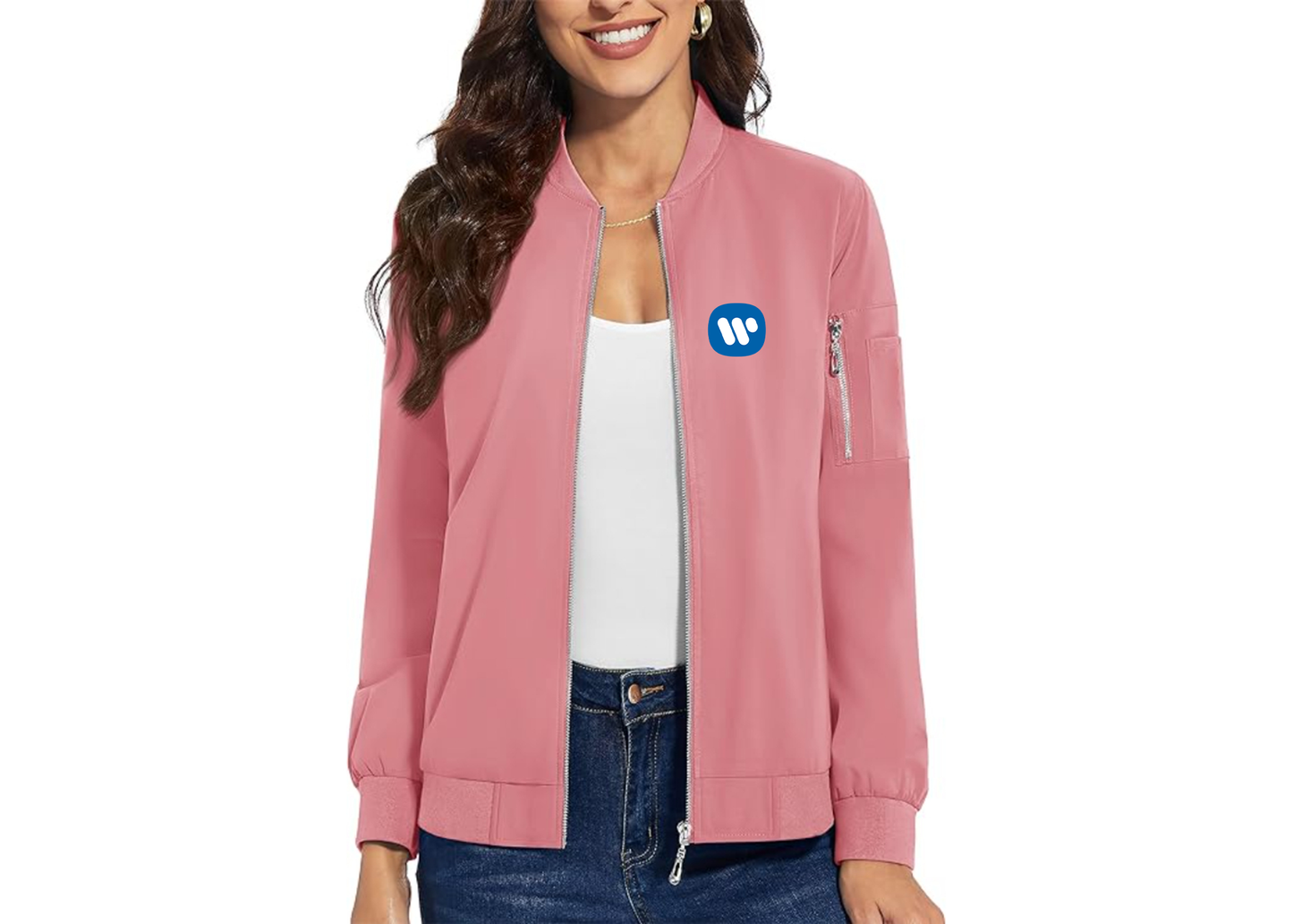 Women's WMG Premium Bomber Jacket with Polished Detailing and Functional Sleeve Pocket Modern Luxury Outerwear