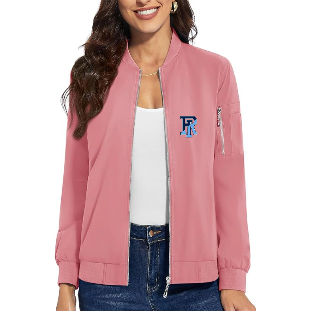 Women's Rhode Island Rams Logo Premium Bomber Jacket with Polished Detailing and Functional Sleeve Pocket Modern Luxury Outerwear