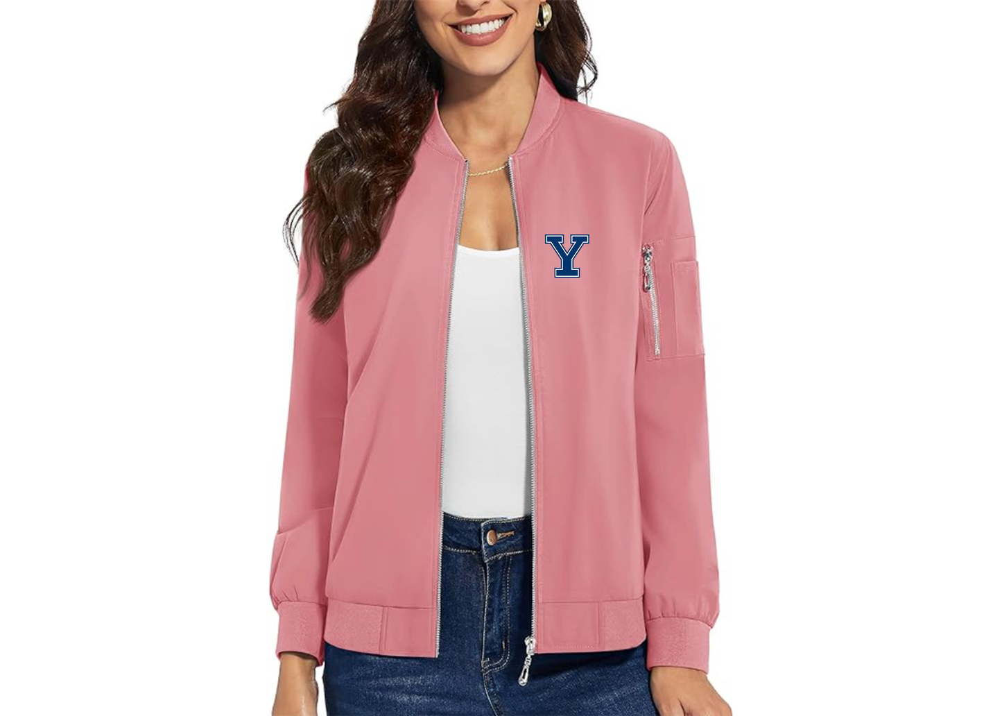 Women's Yale Bulldogs Premium Bomber Jacket with Polished Detailing and Functional Sleeve Pocket Modern Luxury Outerwear