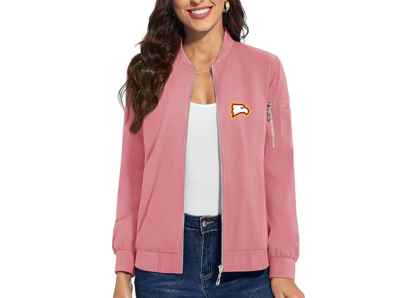 Women's Winthrop Eagles Premium Bomber Jacket with Polished Detailing and Functional Sleeve Pocket Modern Luxury Outerwear