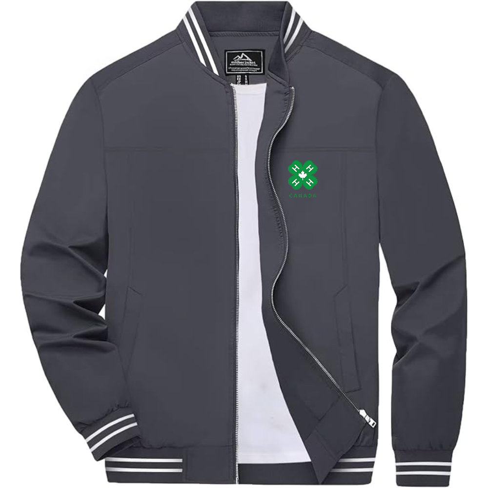Men's 4H Canada Logo Lightweight Zip-Up Ribbed Collar and Cuffs Bomber Jacket