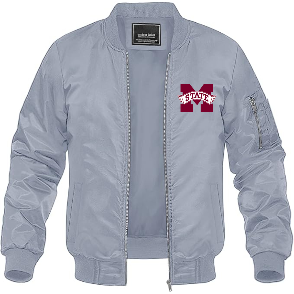 Men's Mississippi State Bulldogs Logo Lightweight Bomber Jacket Windbreaker Softshell Varsity Jacket Coat