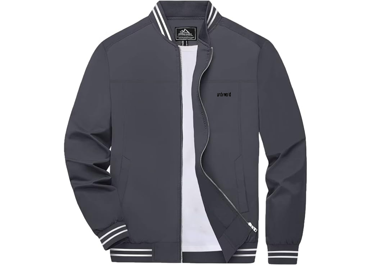 Men's Underworld Lightweight Zip-Up Ribbed Collar and Cuffs Bomber Jacket