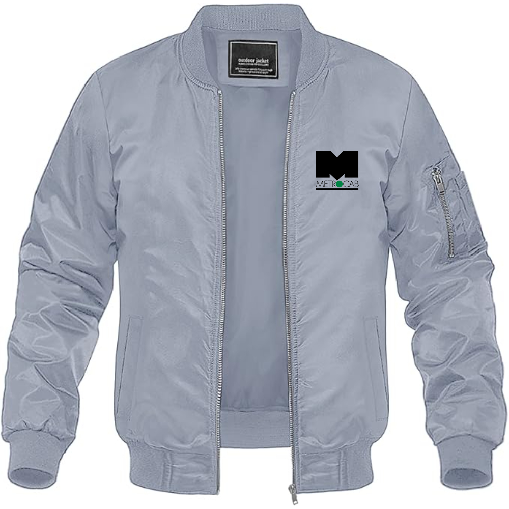 Men's Metrocab Logo Lightweight Bomber Jacket Windbreaker Softshell Varsity Jacket Coat