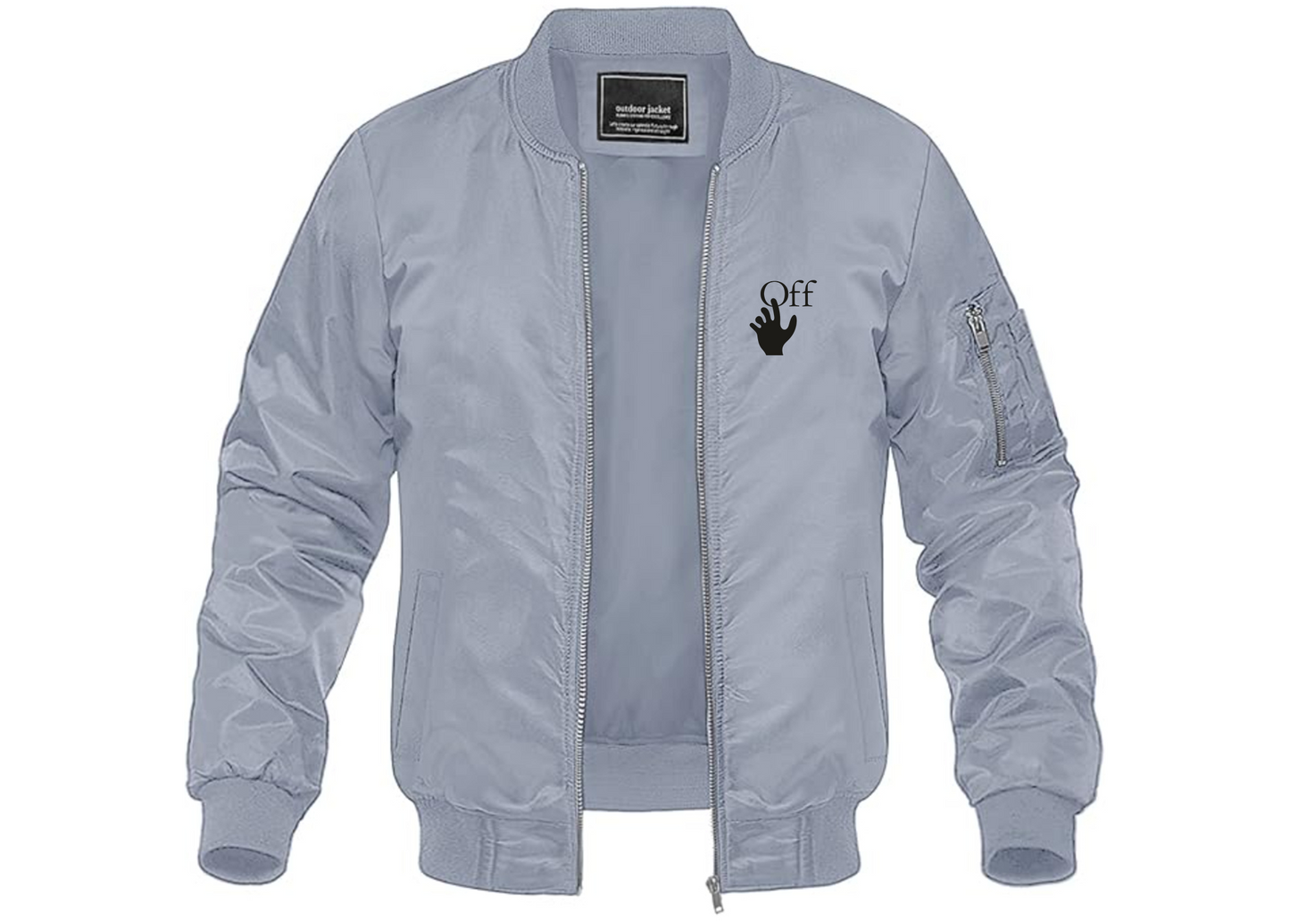 Men's Off-White Hand Lightweight Bomber Jacket Windbreaker Softshell Varsity Jacket Coat