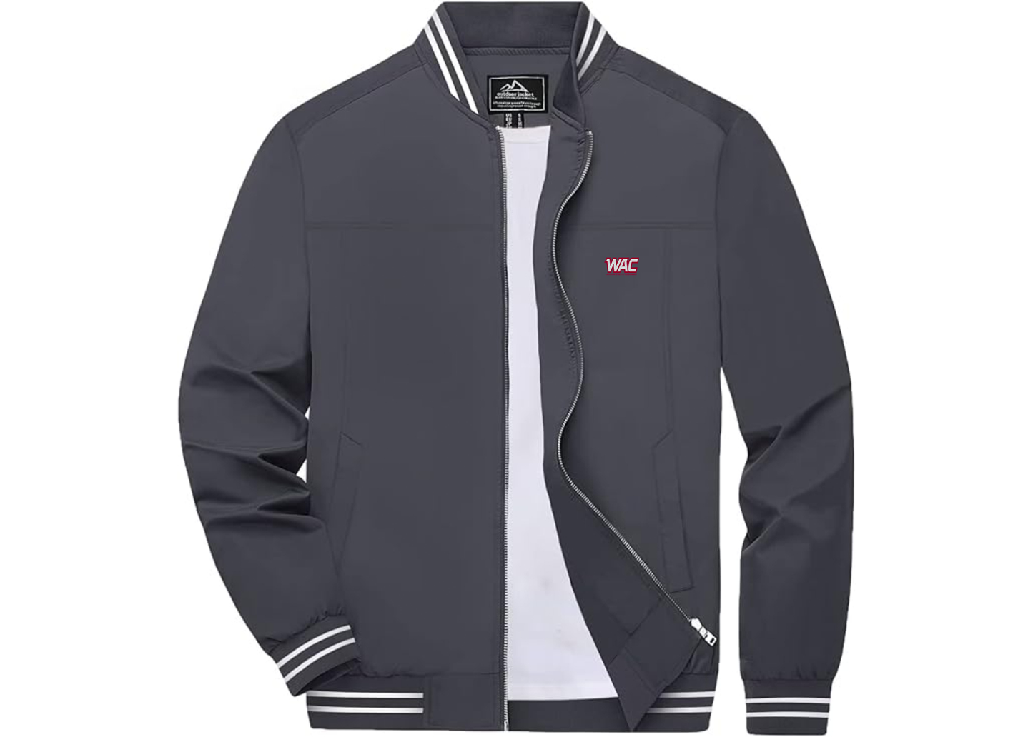 Men's Western Athletic Conference Lightweight Zip-Up Ribbed Collar and Cuffs Bomber Jacket