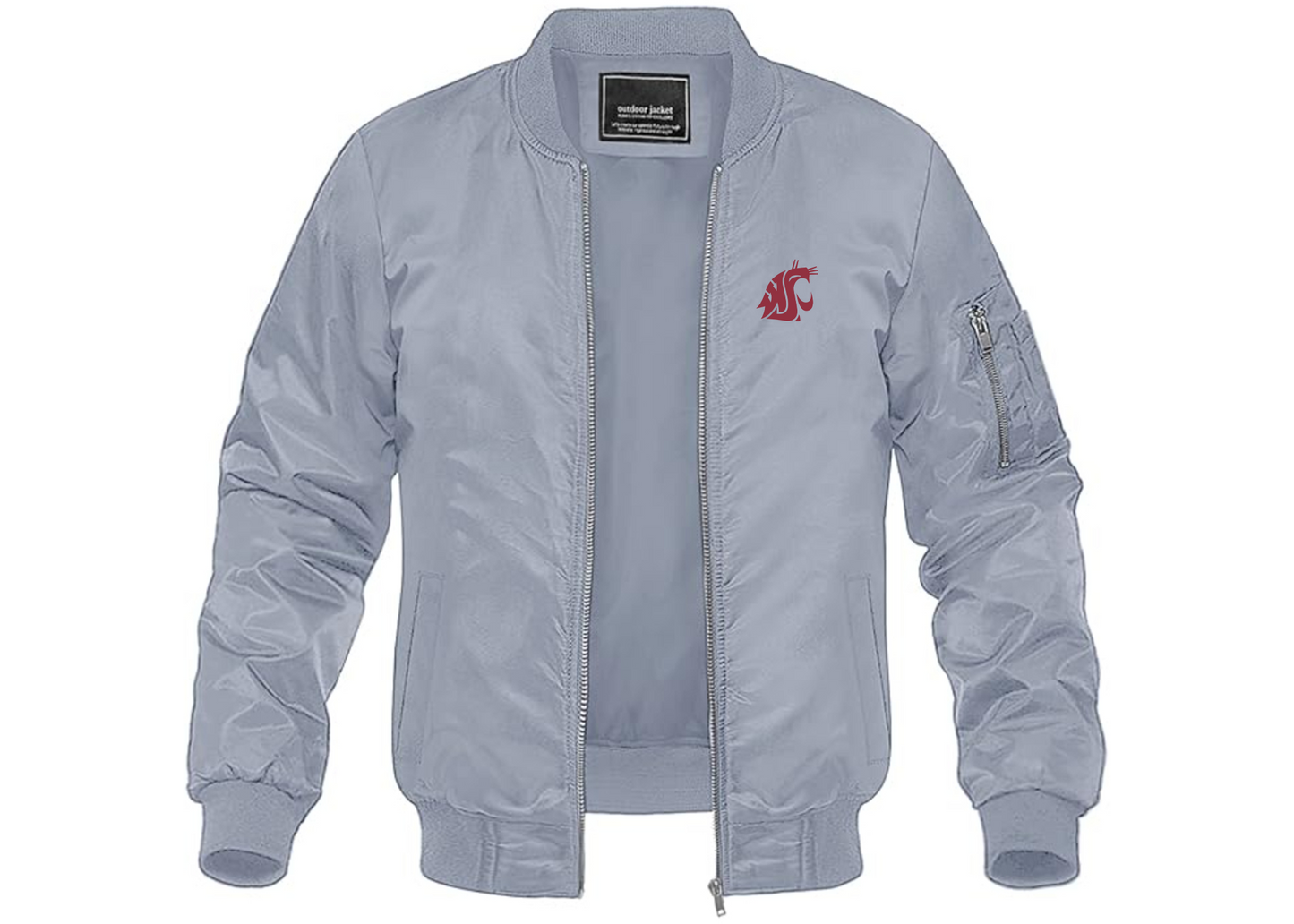 Men's Washington State Cougars Lightweight Bomber Jacket Windbreaker Softshell Varsity Jacket Coat