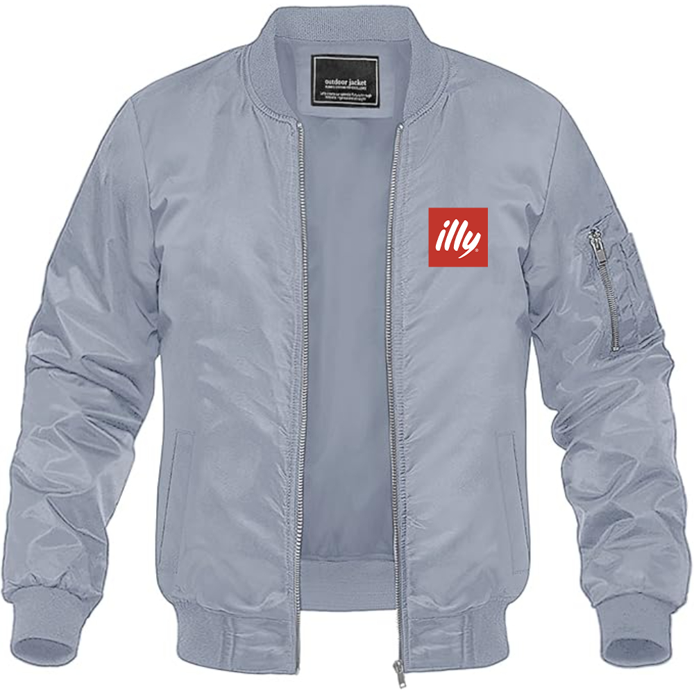 Men's Illy Logo Lightweight Bomber Jacket Windbreaker Softshell Varsity Jacket Coat