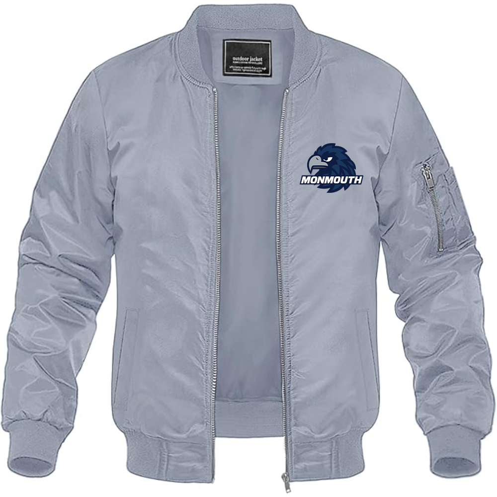 Men's Monmouth Hawks Logo Lightweight Bomber Jacket Windbreaker Softshell Varsity Jacket Coat