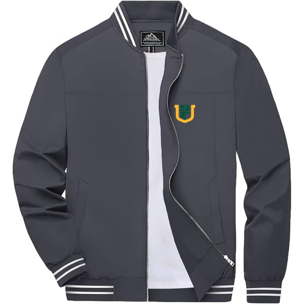 Men's San Francisco Dons Logo Lightweight Zip-Up Ribbed Collar and Cuffs Bomber Jacket