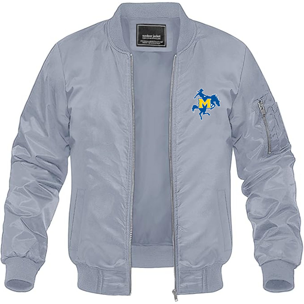 Men's McNeese State Cowboys Logo Lightweight Bomber Jacket Windbreaker Softshell Varsity Jacket Coat