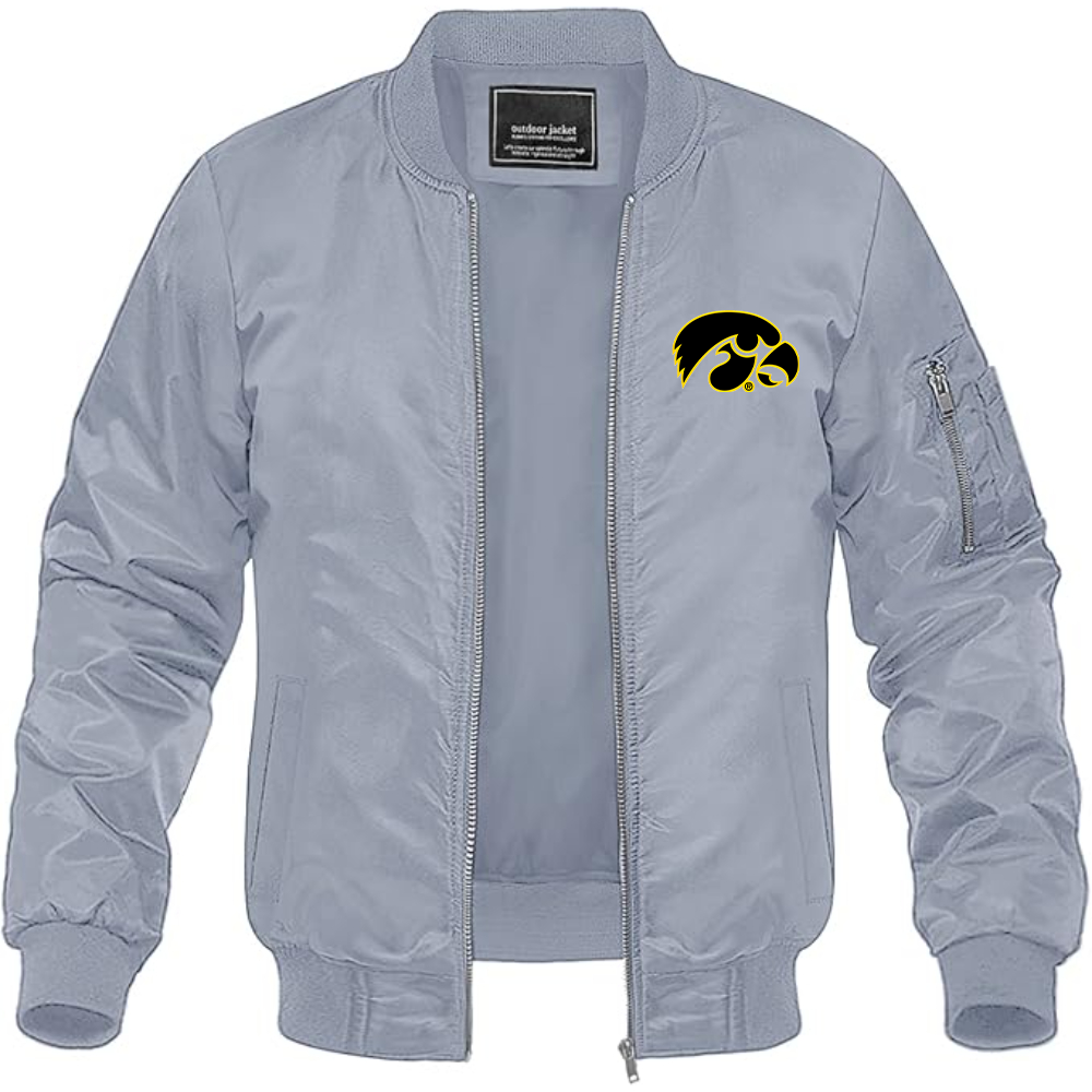 Men's Lowa Hawkeyes Logo Lightweight Bomber Jacket Windbreaker Softshell Varsity Jacket Coat