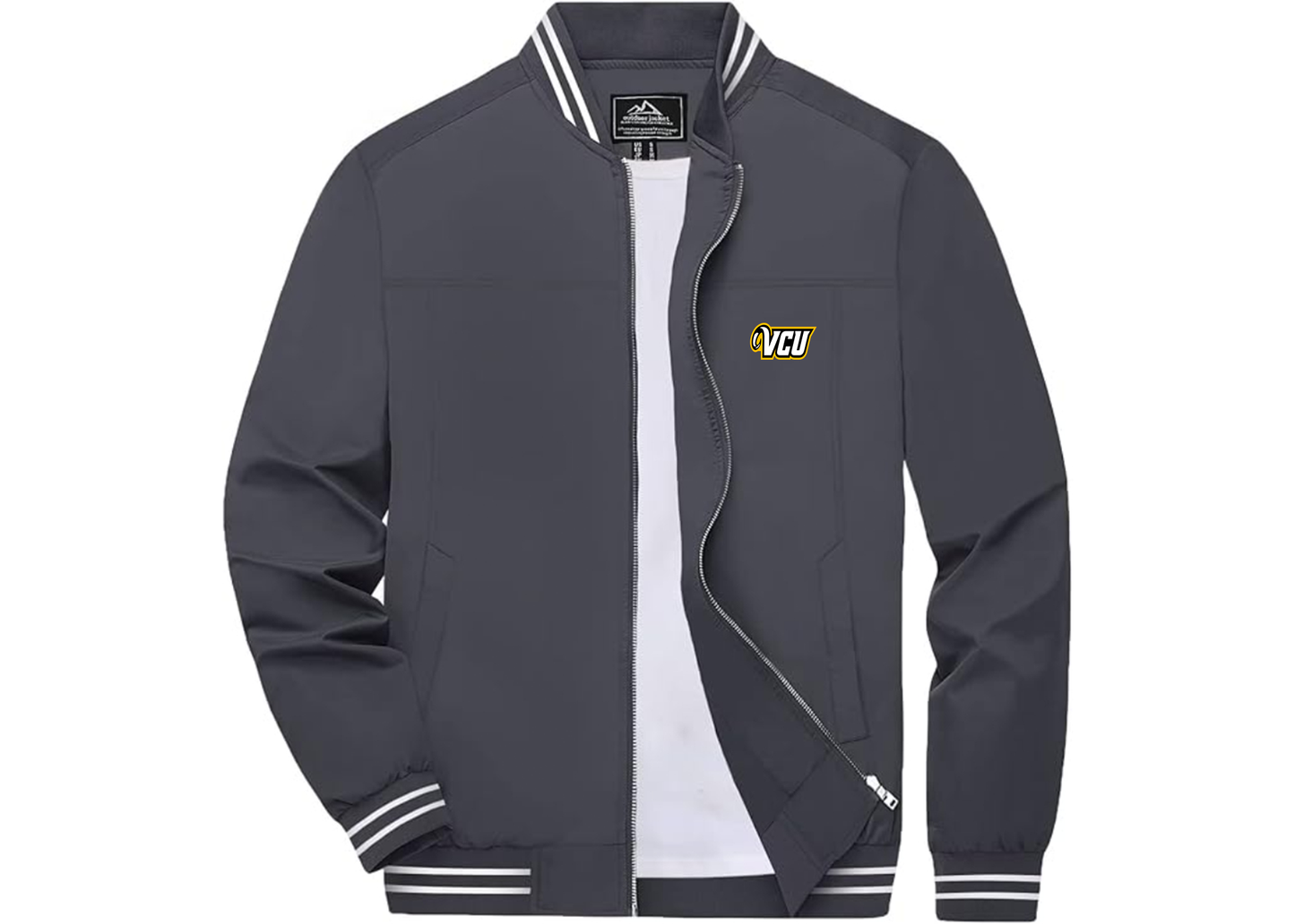 Men's Virginia Commonwealth Rams Lightweight Zip-Up Ribbed Collar and Cuffs Bomber Jacket