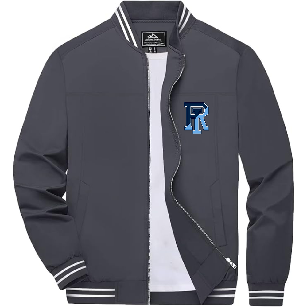 Men's Rhode Island Rams Logo Lightweight Zip-Up Ribbed Collar and Cuffs Bomber Jacket