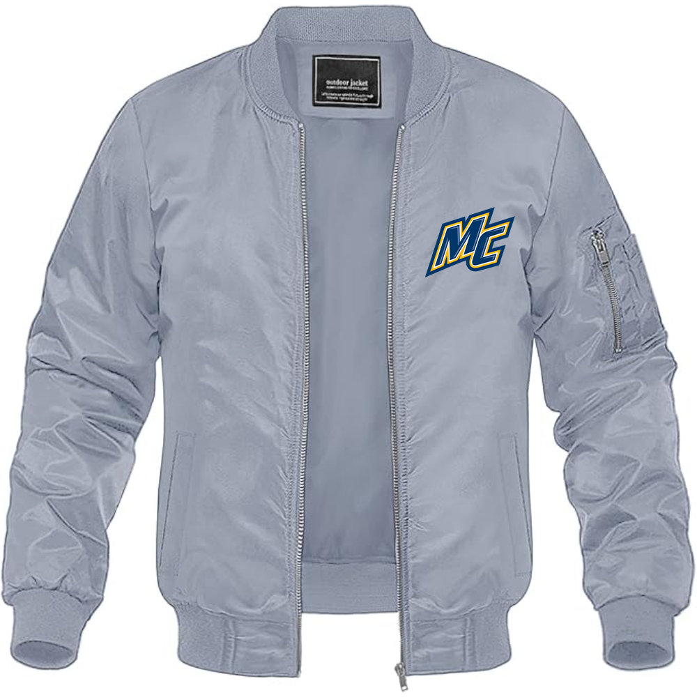 Men's Merrimack Warriors Logo Lightweight Bomber Jacket Windbreaker Softshell Varsity Jacket Coat