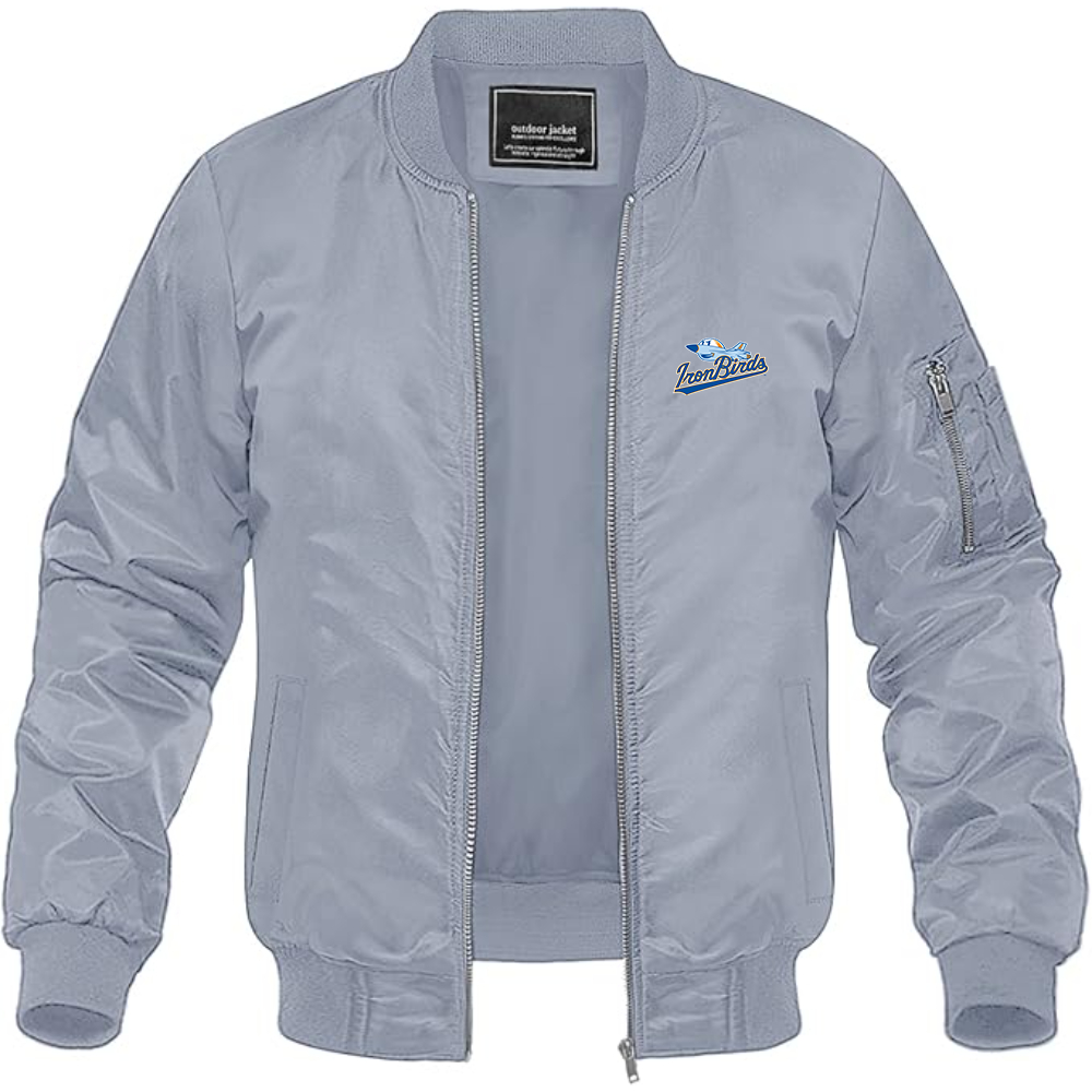 Men's Aberdeen IronBirds Logo Lightweight Bomber Jacket Windbreaker Softshell Varsity Jacket Coat