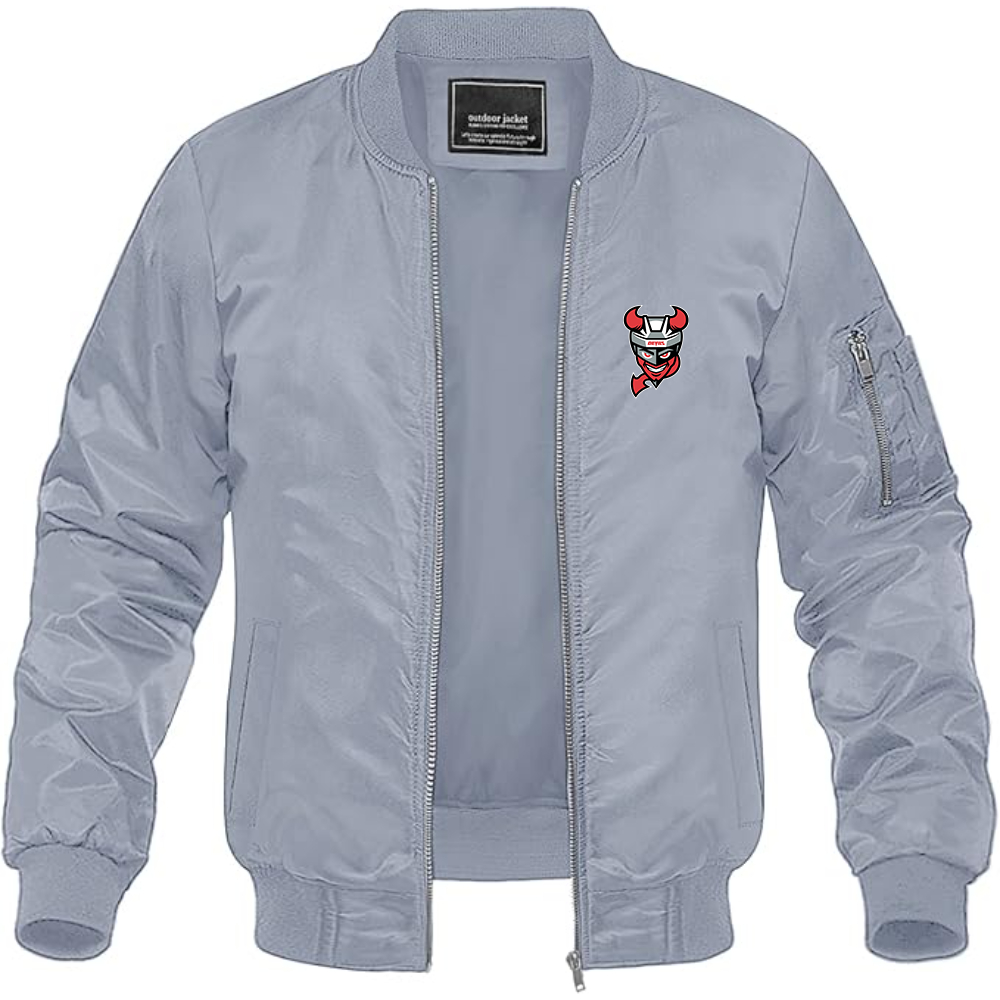 Men's Binghamton Devils Logo Lightweight Bomber Jacket Windbreaker Softshell Varsity Jacket Coat