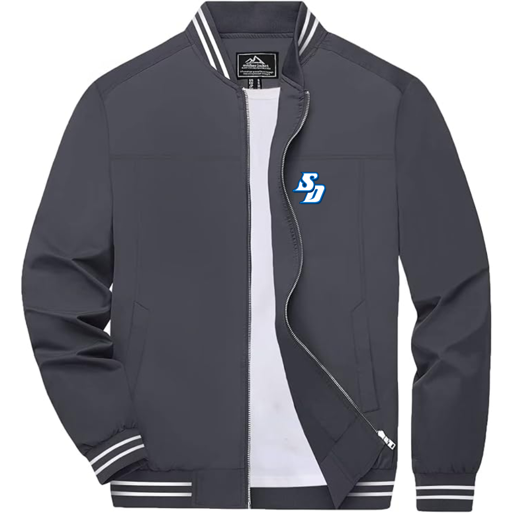 Men's San Diego Toreros Logo Lightweight Zip-Up Ribbed Collar and Cuffs Bomber Jacket