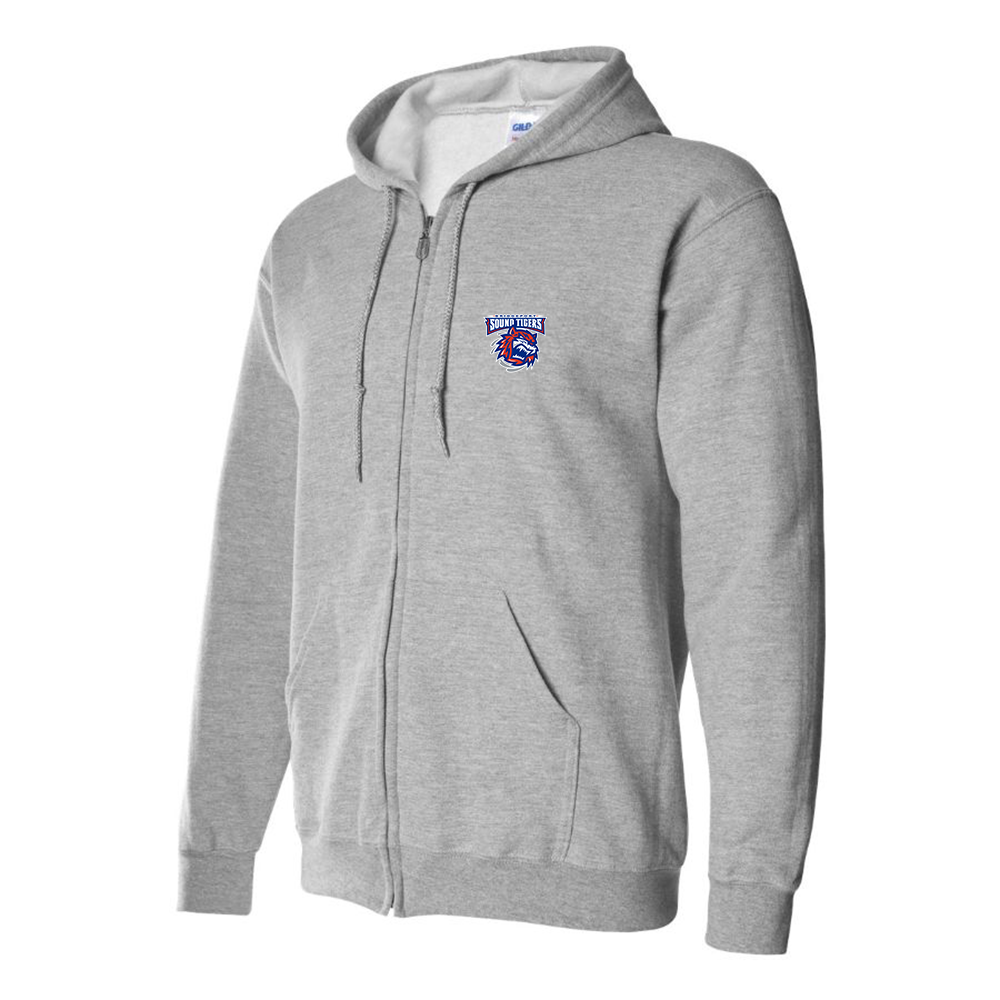 Men's Bridgeport Sound Tigers Logo Zipper Hoodie