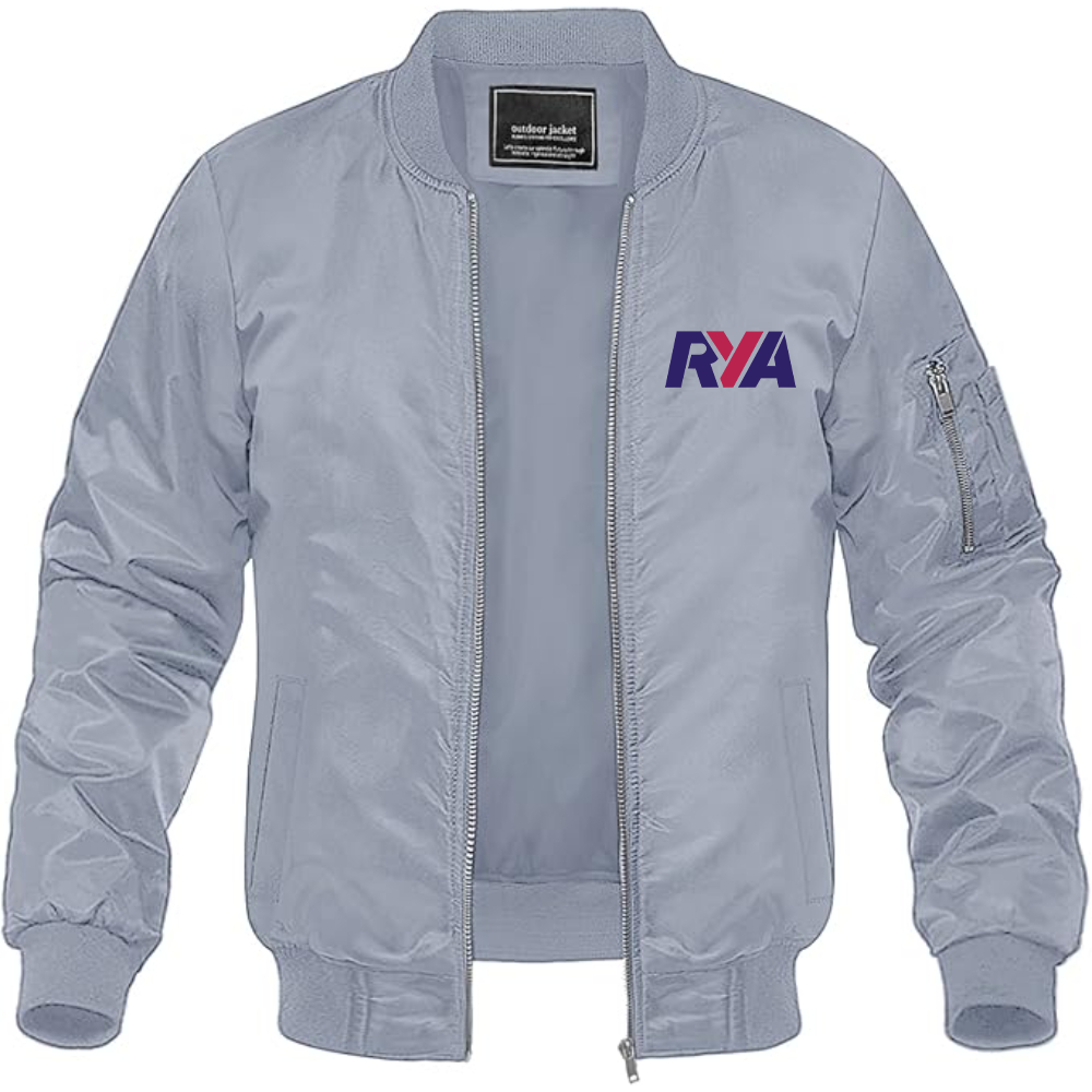 Men's Rya Logo Lightweight Bomber Jacket Windbreaker Softshell Varsity Jacket Coat