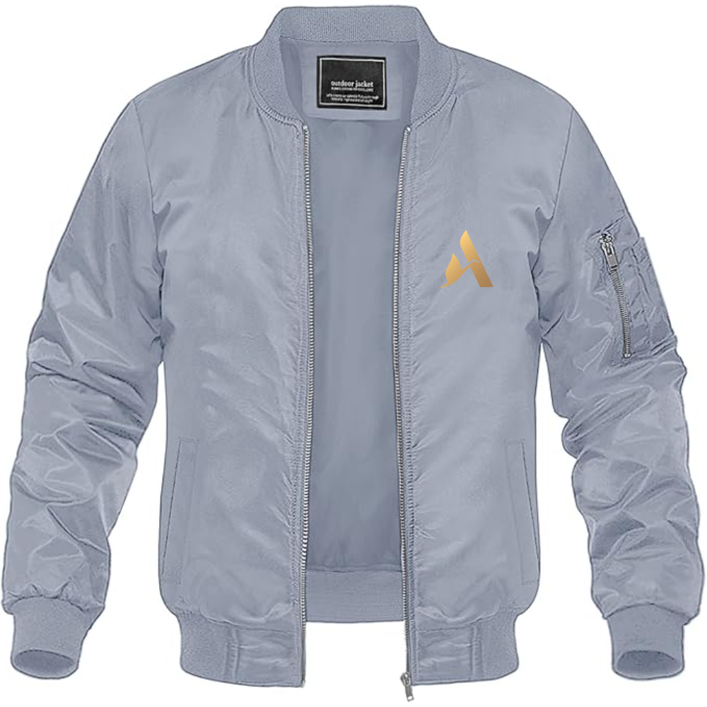 Men's Accor Golden Logo Lightweight Bomber Jacket Windbreaker Softshell Varsity Jacket Coat