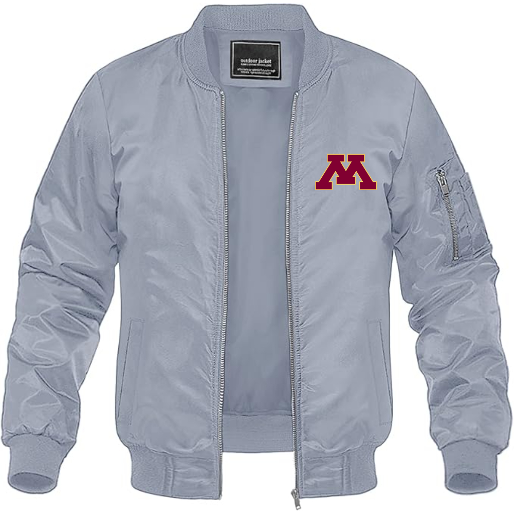 Men's Minnesota Golden Gophers Logo Lightweight Bomber Jacket Windbreaker Softshell Varsity Jacket Coat