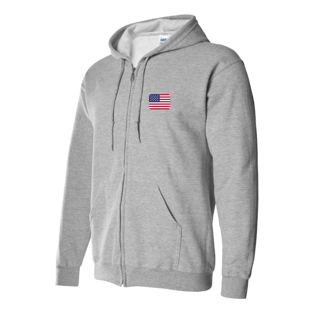Men's American-Flag-Emoji Zipper Hoodie