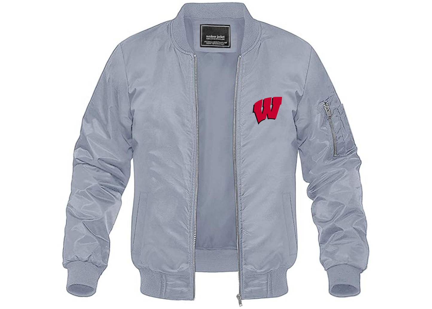 Men's Wisconsin Badgers Lightweight Bomber Jacket Windbreaker Softshell Varsity Jacket Coat