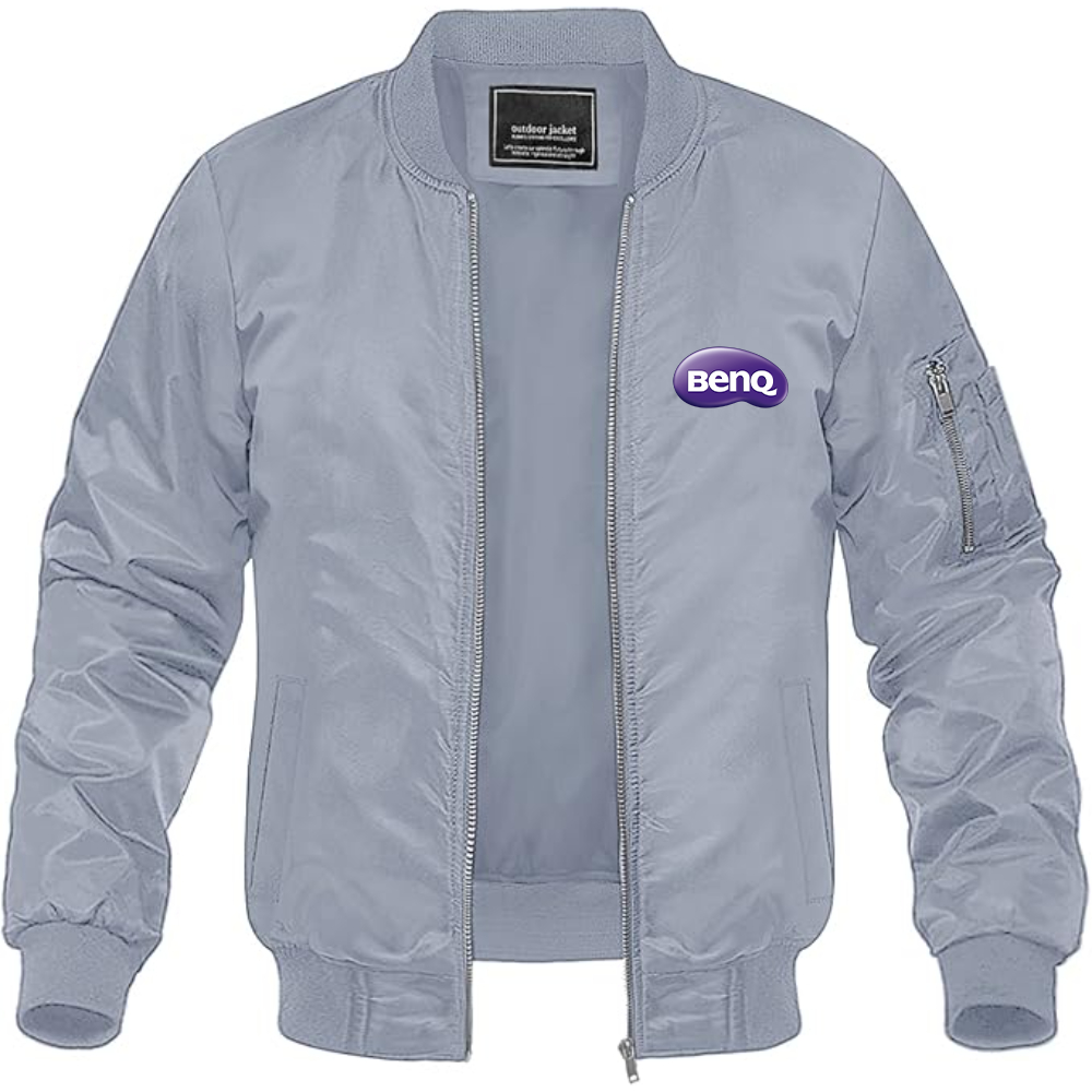 Men's BenQ Logo Lightweight Bomber Jacket Windbreaker Softshell Varsity Jacket Coat