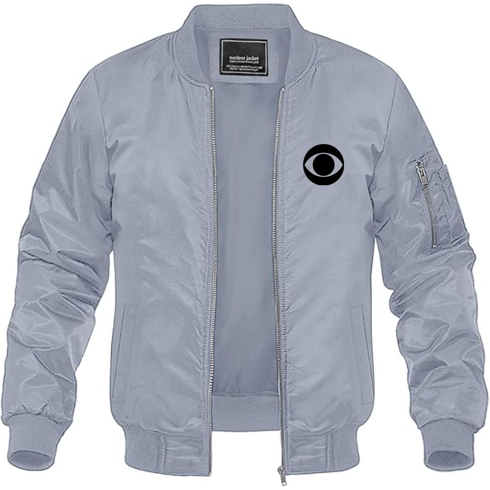 Men's CBS Logo Lightweight Bomber Jacket Windbreaker Softshell Varsity Jacket Coat