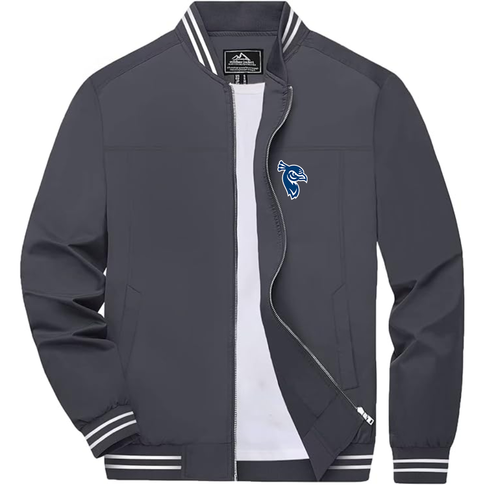 Men's Saint Peters Peacocks Logo Lightweight Zip-Up Ribbed Collar and Cuffs Bomber Jacket