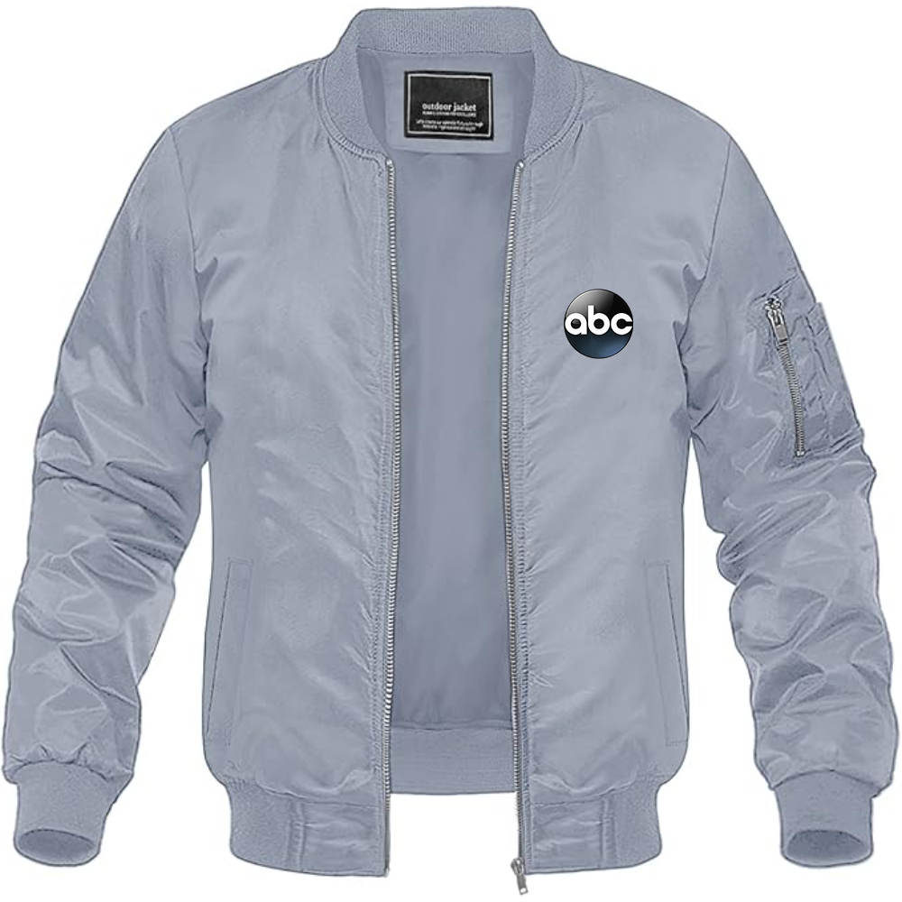 Men's Abc Logo Lightweight Bomber Jacket Windbreaker Softshell Varsity Jacket Coat