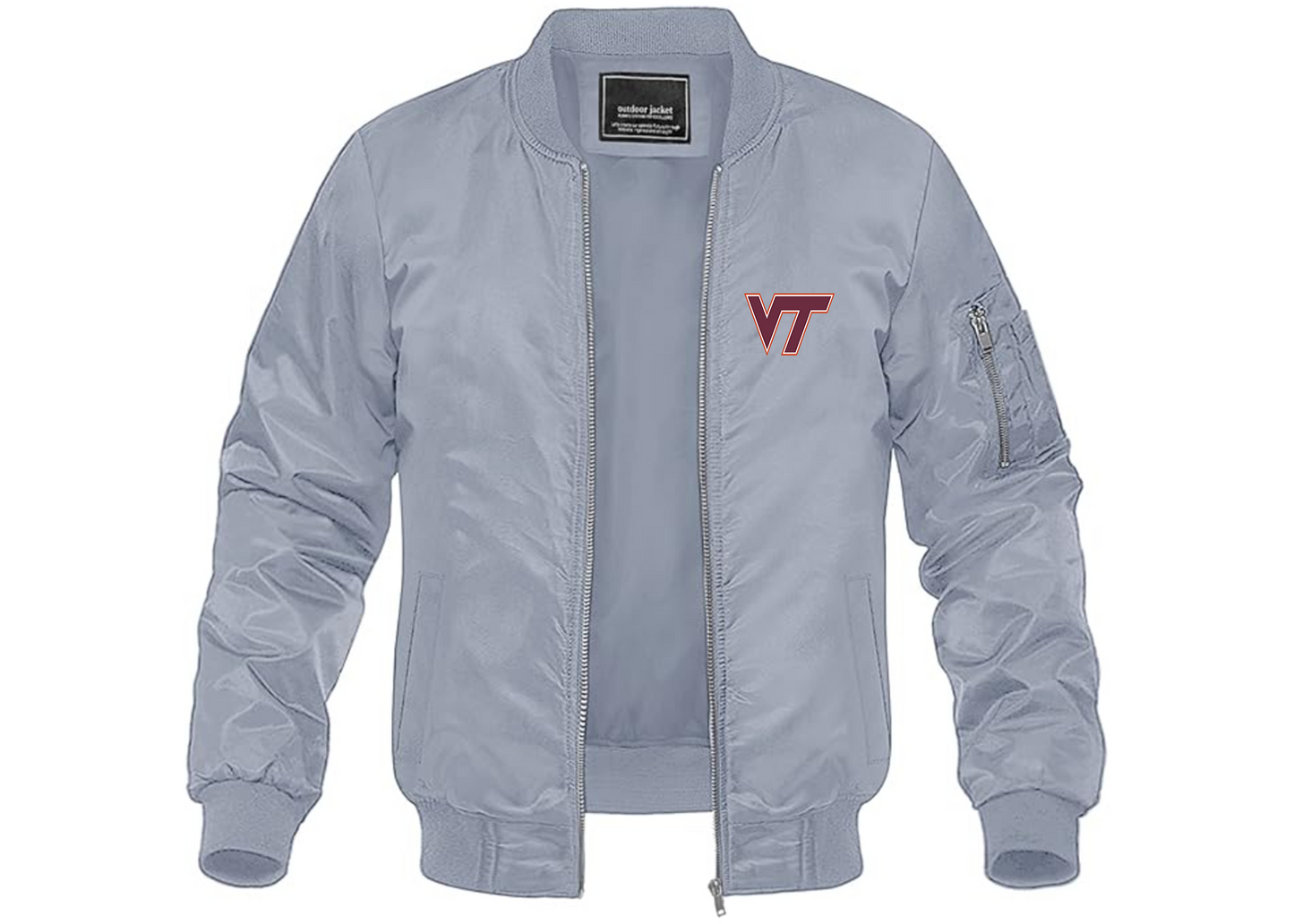 Men's Virginia Tech Hokies Lightweight Bomber Jacket Windbreaker Softshell Varsity Jacket Coat
