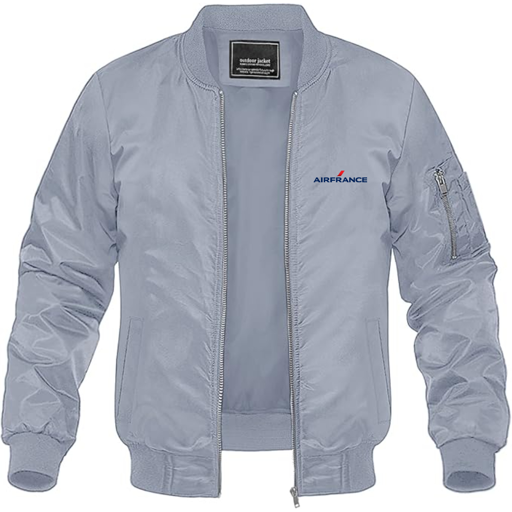 Men's Air France Logo Lightweight Bomber Jacket Windbreaker Softshell Varsity Jacket Coat