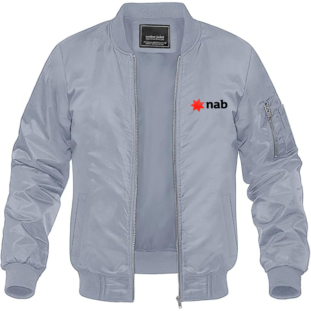 Men's NAB (National Australia Bank) Logo Lightweight Bomber Jacket Windbreaker Softshell Varsity Jacket Coat