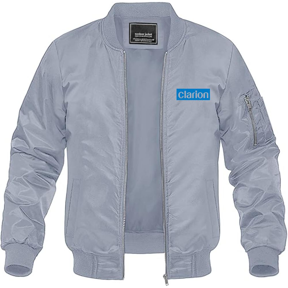 Men's Clarion Logo Lightweight Bomber Jacket Windbreaker Softshell Varsity Jacket Coat