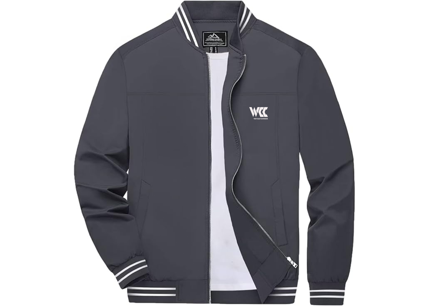 Men's West Coast Conference Lightweight Zip-Up Ribbed Collar and Cuffs Bomber Jacket