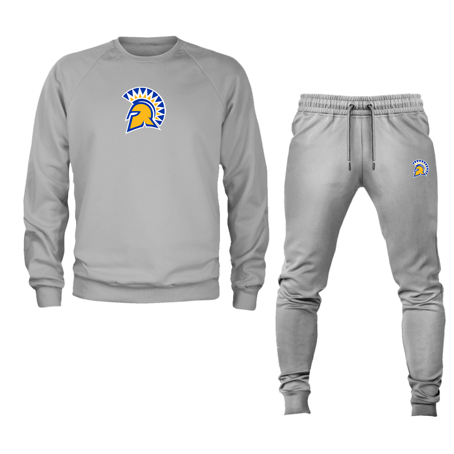 Men's San Jose State Spartans Logo Crewneck Sweatshirt Joggers Suit