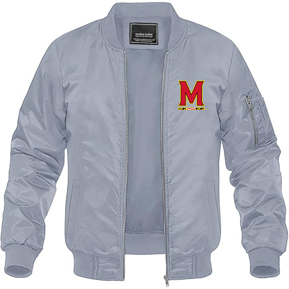 Men's Maryland Terrapins Logo Lightweight Bomber Jacket Windbreaker Softshell Varsity Jacket Coat