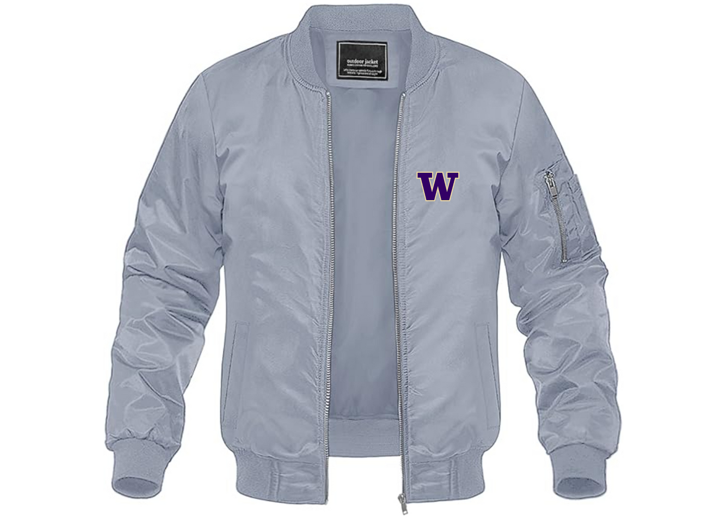 Men's Washington Huskies Lightweight Bomber Jacket Windbreaker Softshell Varsity Jacket Coat