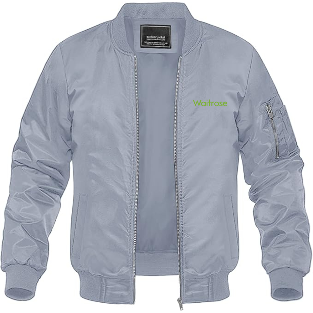 Men's Waitrose Logo Lightweight Bomber Jacket Windbreaker Softshell Varsity Jacket Coat