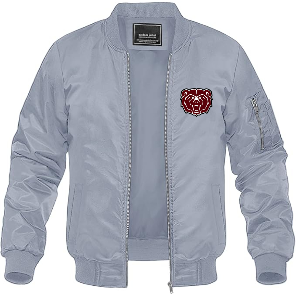 Men's Missouri State Bears Logo Lightweight Bomber Jacket Windbreaker Softshell Varsity Jacket Coat