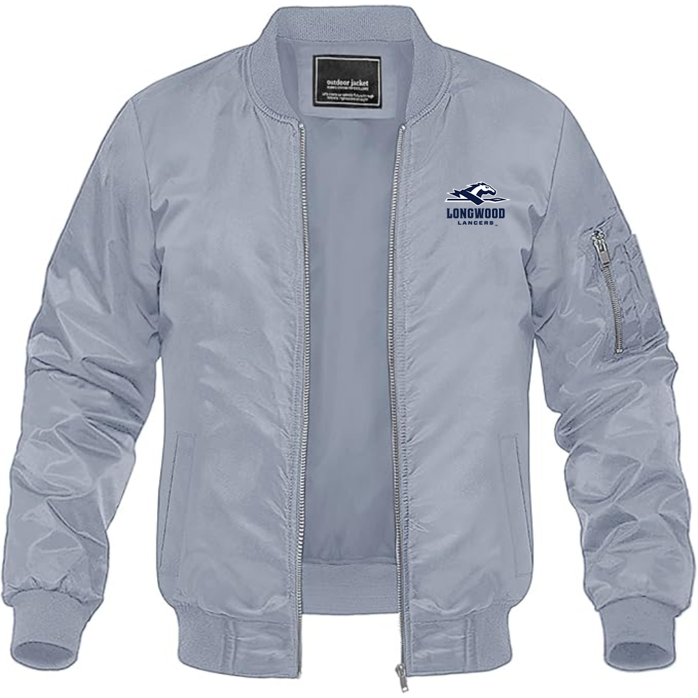Men's Longwood Lancers Logo Lightweight Bomber Jacket Windbreaker Softshell Varsity Jacket Coat