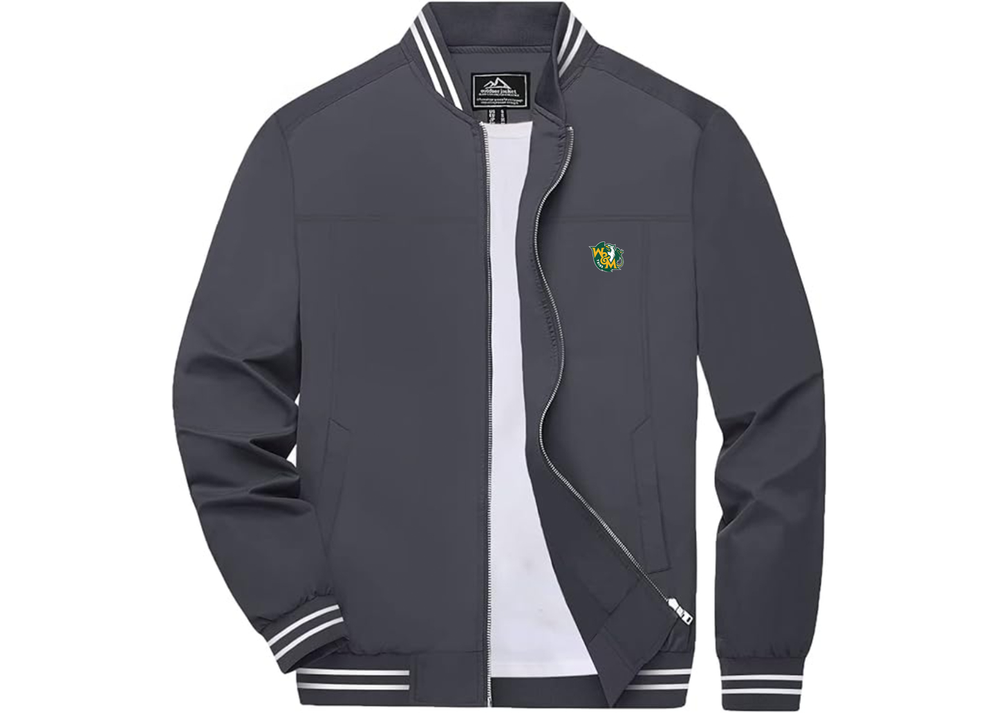 Men's William and Mary Tribe Lightweight Zip-Up Ribbed Collar and Cuffs Bomber Jacket