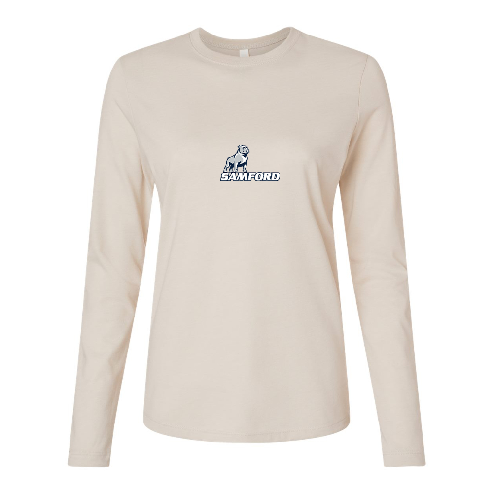 BELLA CANVAS Women’s Samford Bulldogs Logo Jersey Long Sleeve Tee