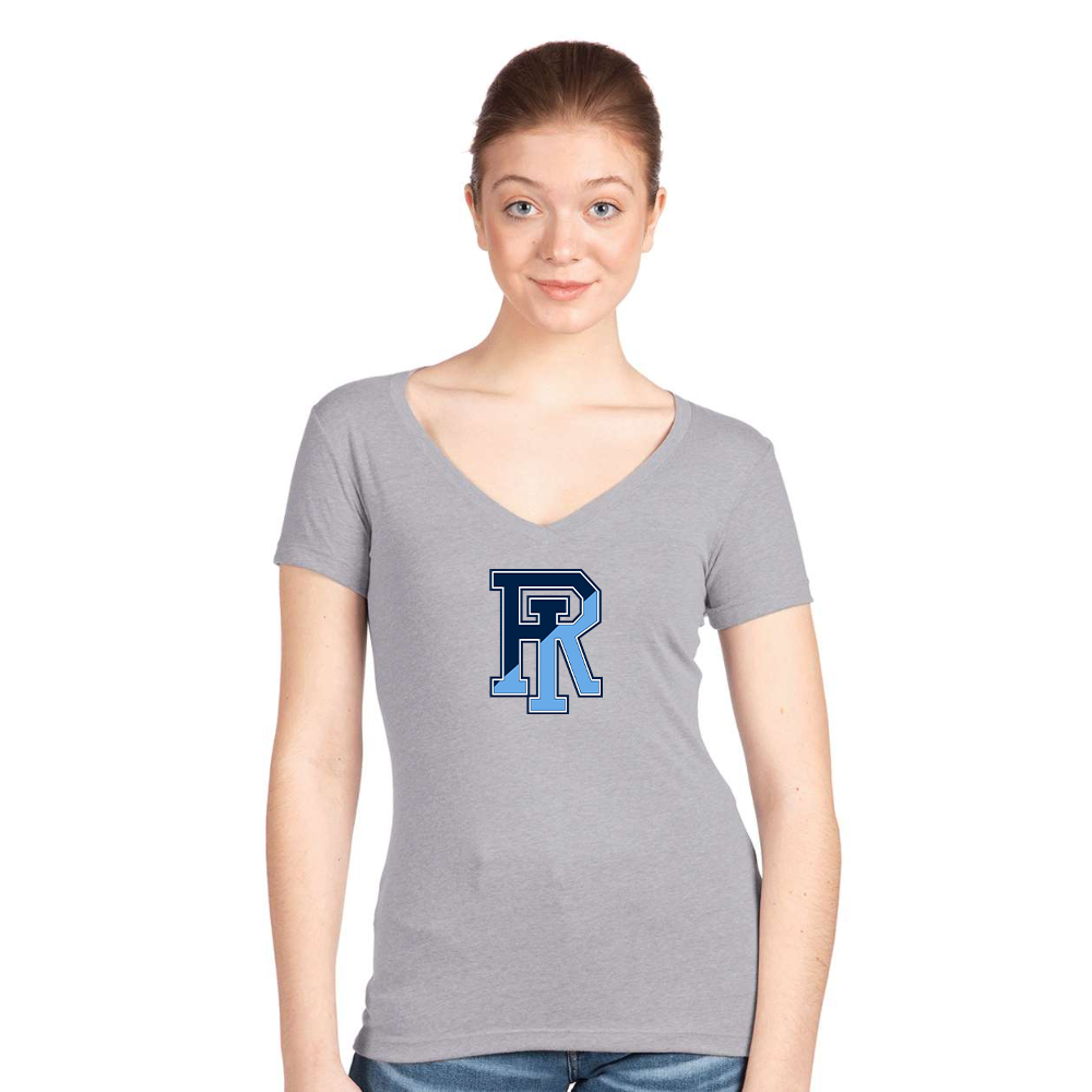 Women's Rhode Island Rams Logo  Next Level V-Neck T-Shirt