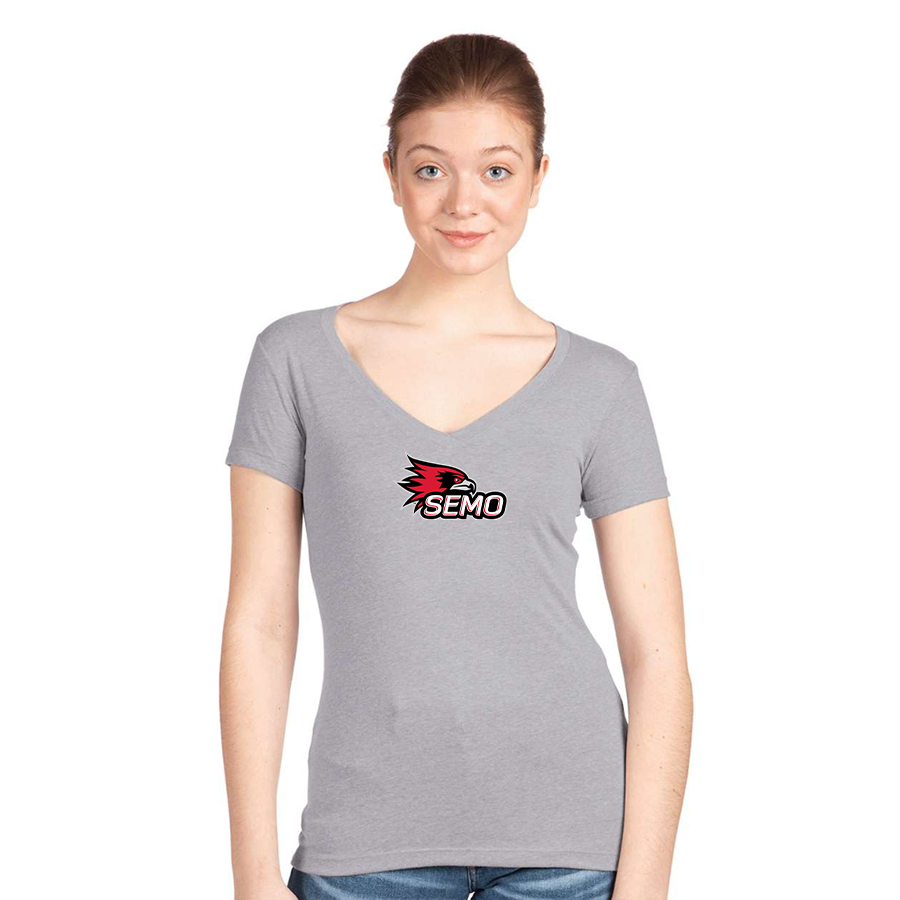 Women's SEMO Redhawks Logo  Next Level V-Neck T-Shirt