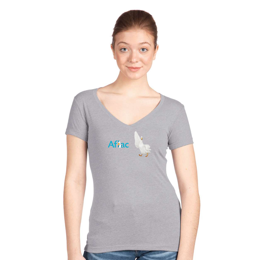 Women's Aflac Logo and Duck Next Level V-Neck T-Shirt