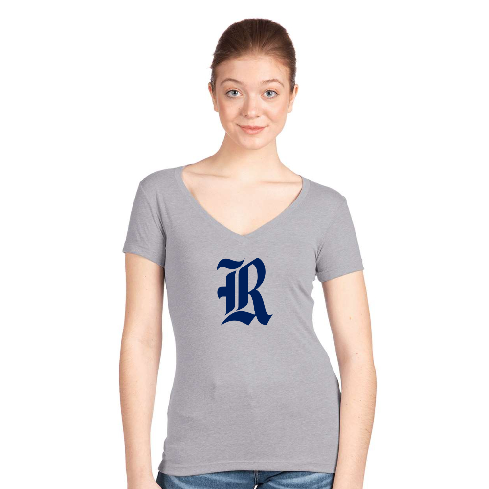 Women's Rice Owls Logo Next Level V-Neck T-Shirt